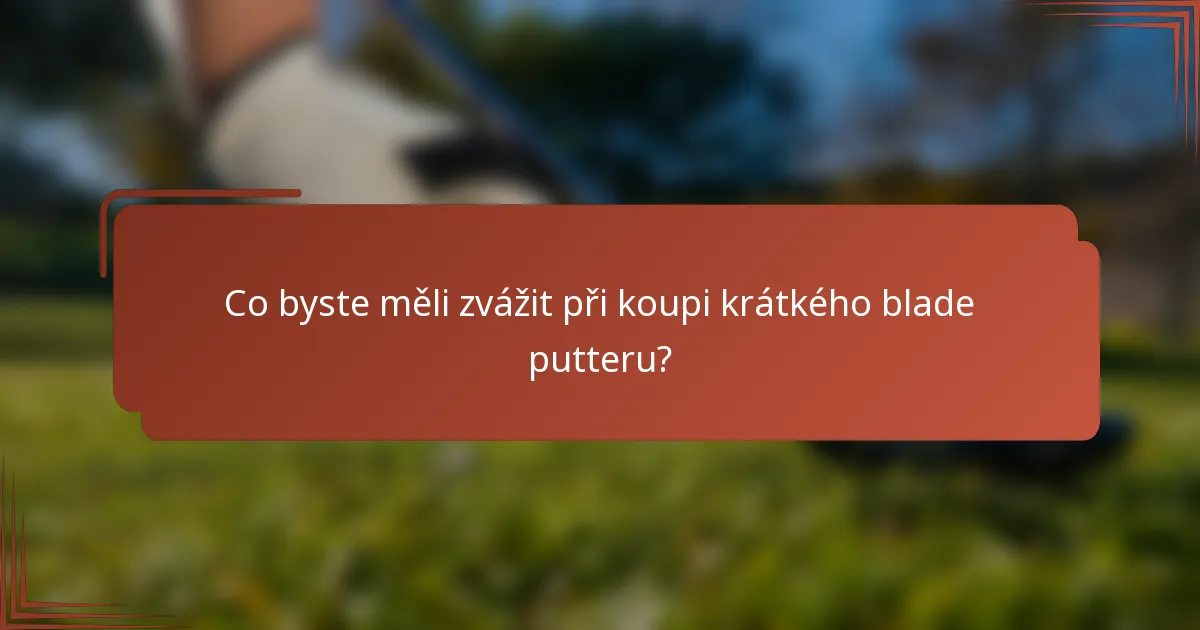 Co byste měli zvážit při koupi krátkého blade putteru?