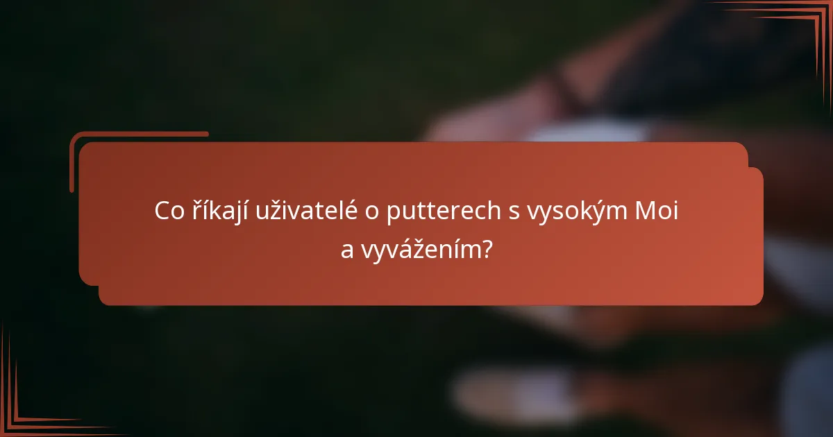 Co říkají uživatelé o putterech s vysokým Moi a vyvážením?