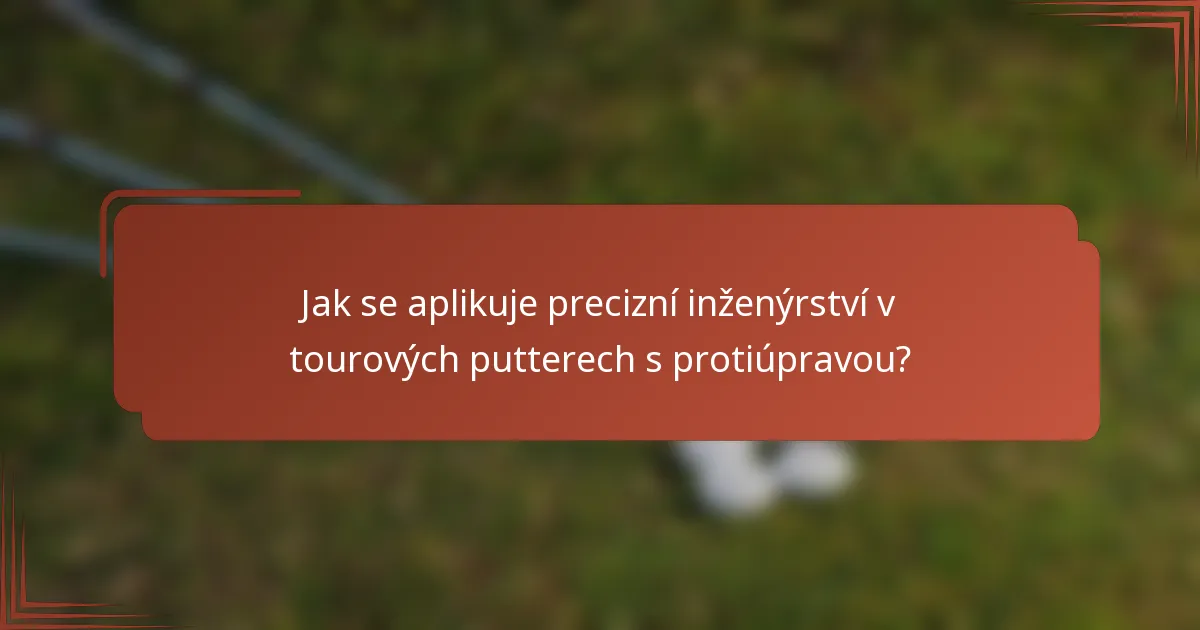 Jak se aplikuje precizní inženýrství v tourových putterech s protiúpravou?