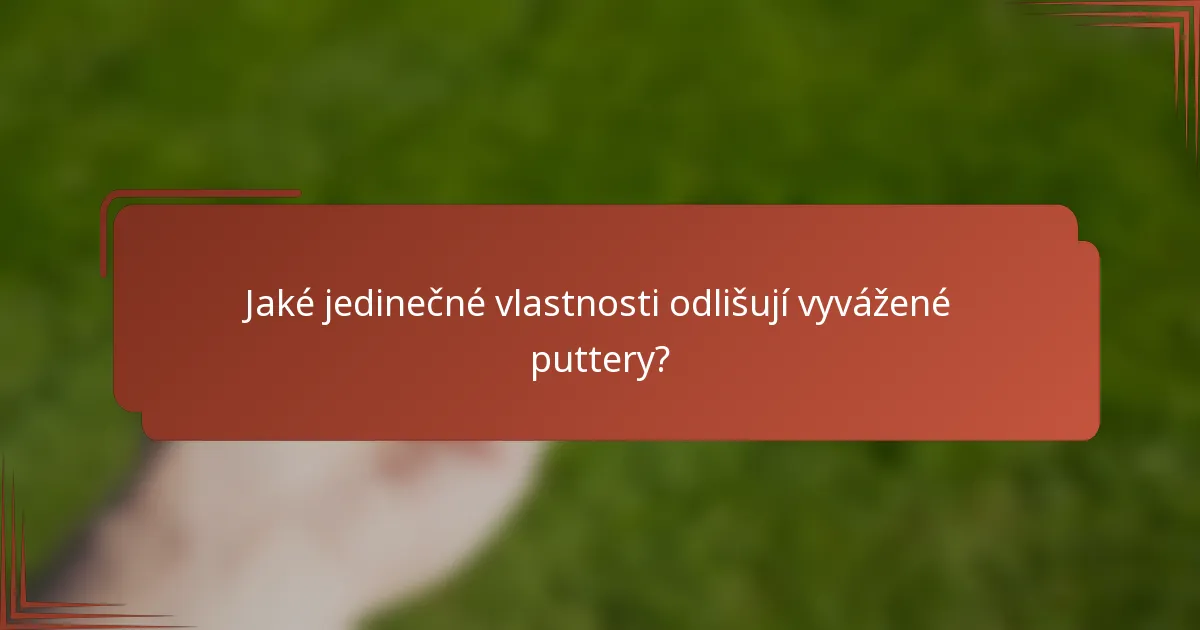Jaké jedinečné vlastnosti odlišují vyvážené puttery?