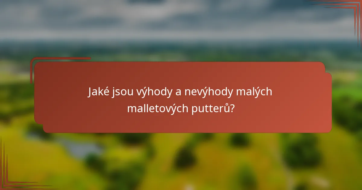 Jaké jsou výhody a nevýhody malých malletových putterů?