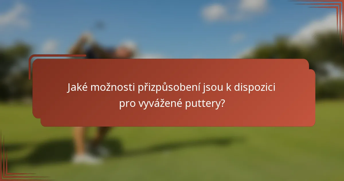 Jaké možnosti přizpůsobení jsou k dispozici pro vyvážené puttery?