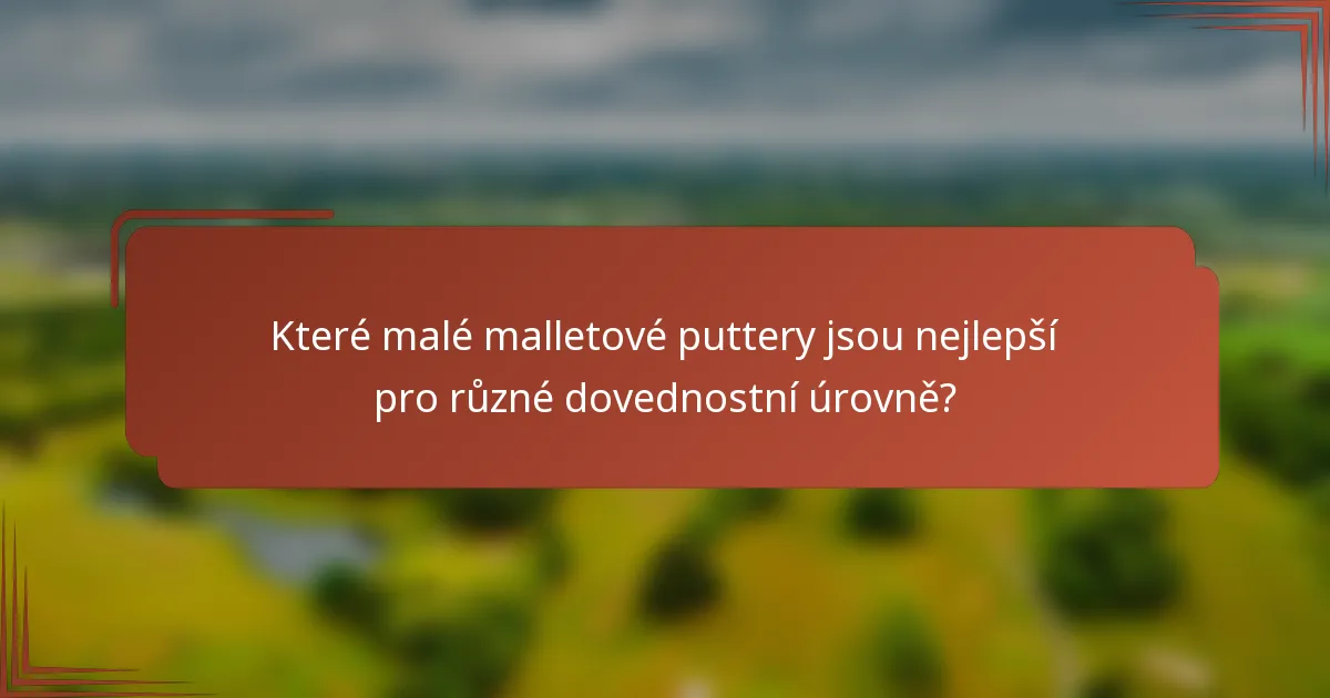 Které malé malletové puttery jsou nejlepší pro různé dovednostní úrovně?