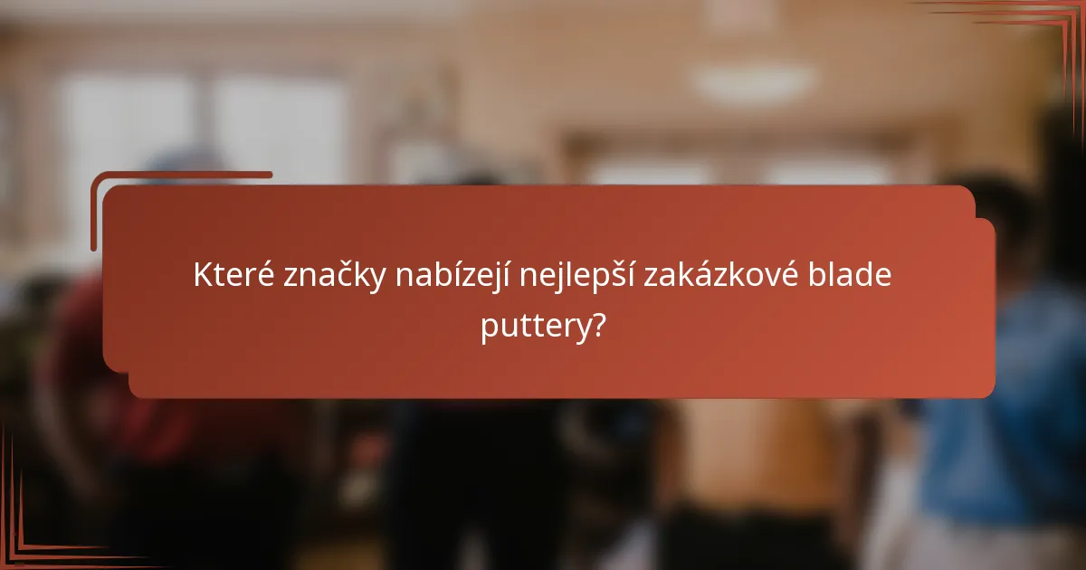 Které značky nabízejí nejlepší zakázkové blade puttery?